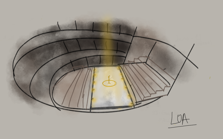 Boceto de escenografía para la obra de teatro Los Prodigios Teatro Clásico Alcalá de Henares diseñado por Berta Navas