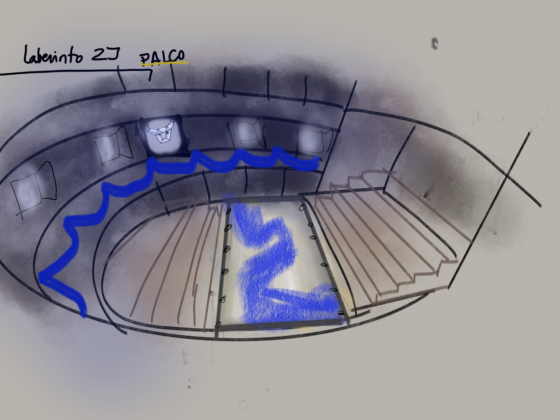 Boceto de escenografía para la obra de teatro Los Prodigios Teatro Clásico Alcalá de Henares diseñado por Berta Navas