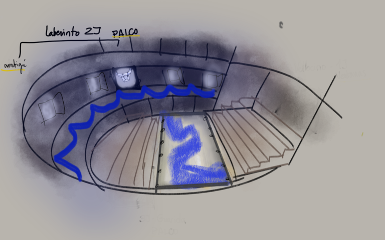 Boceto de escenografía para la obra de teatro Los Prodigios Teatro Clásico Alcalá de Henares diseñado por Berta Navas