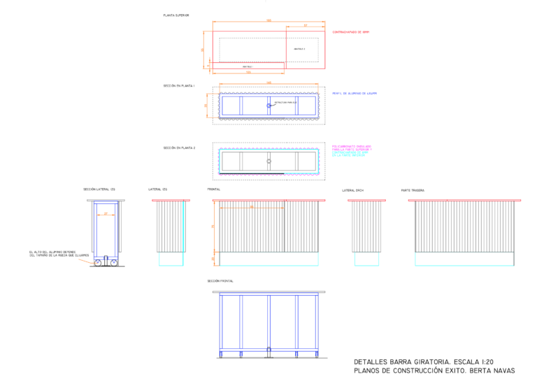 Plano de plataforma de mesas utilería teatral de Berta Navas
