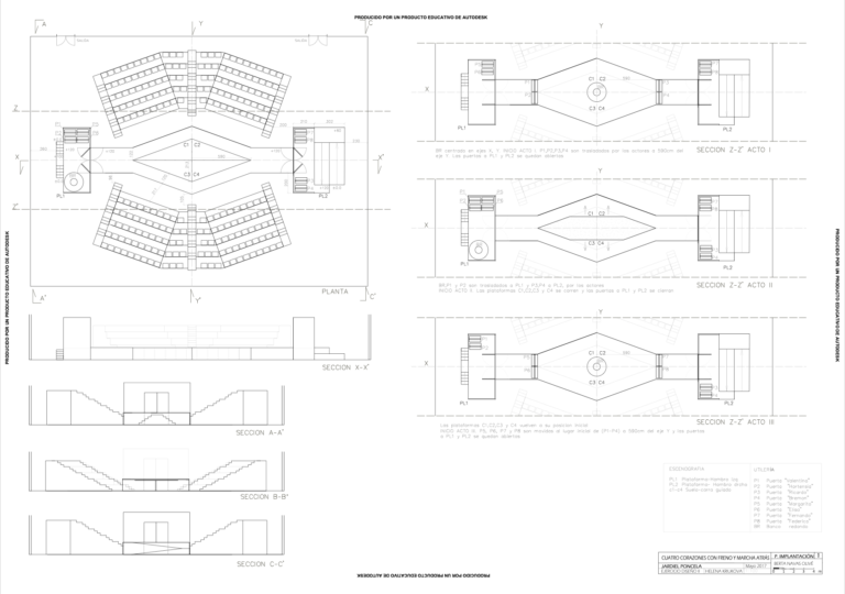 Plano de detalle teatral de prácticas internas en RESAD