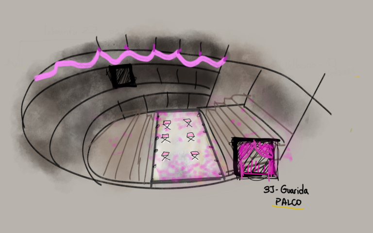 Boceto de escenografía para la obra de teatro Los Prodigios Teatro Clásico Alcalá de Henares diseñado por Berta Navas